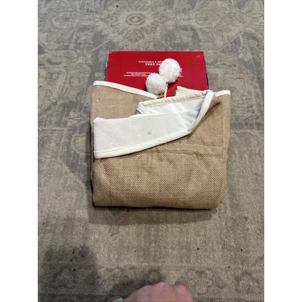 Wondershop Jute Beige Christmas Tree Skirt Reversible Cinch‎ 54